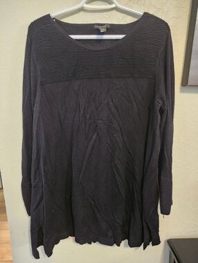 Alfani Black Ribbed Yoke Long Sleeve Tunic